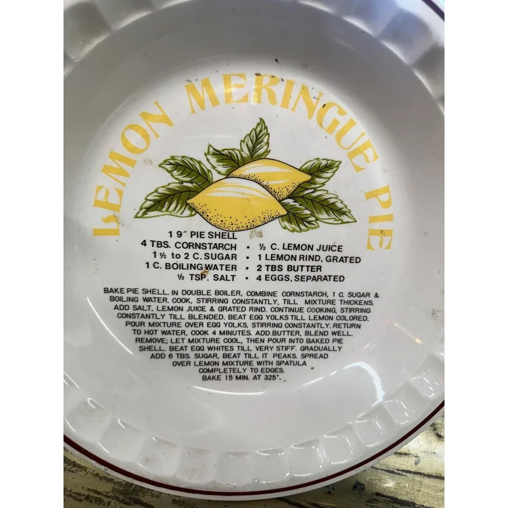 Vintage Sunnycraft Sunny's Pride Lemon Meringue Pie Recipe Baking Dish